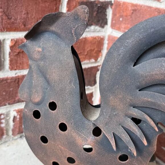 Rustic Metal Rooster Candle Holder Lantern Farmhouse - Picture 6 of 6